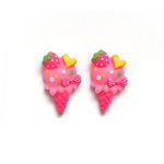 Pink ice cream cone clip-on earrings