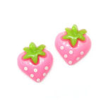 Baby pink spotty strawberry clip-on earrings