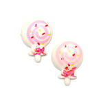 White lollipop clip-on earrings