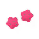 Camellia pink polka dots fabric covered star shape clip-on earrings