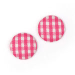 Pink and white gingham fabric covered round button