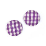 Purple and white gingham fabric covered round button