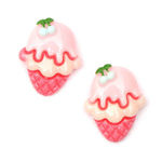 Pearl pink ice cream with gold-tone clip earrings