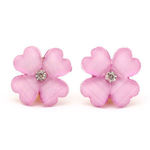 Lilac crystal effect and rhinestone four leaf clover flower with gold-tone clip earrings