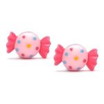 Baby Pink Spotty Candy Clip on Earrings