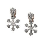White Gold-plated CZ Crystal Snowflake Drop Clip-on Earrings