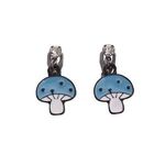 Blue Mushroom Drop Clip On Earrings