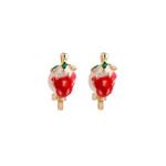 Red Strawberry Clip On Earrings