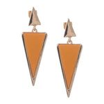 Yellow Orange Triangle Gold Tone Drop Clip On Earrings
