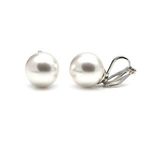 12 mm White Round Simulated Pearl Silver Tone Clip On Earrings