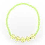 Yellow Green Transparent Acrylic Flowers Necklace with Iron Spacer Beads, Kids Jewelry