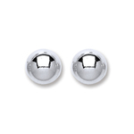 Sterling Silver 8mm Ball Rhodium Plated Stud Earrings 