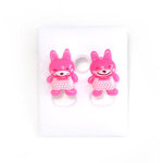 Pink bunny stud earrings (Size: approx. 11 x 15 mm)