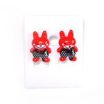 Red bunny stud earrings (Size: approx. 11 x 15 mm)