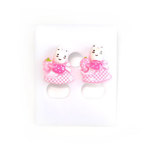 Bunny in baby pink dress stud earrings (Size: approx.10 x 14 mm) 