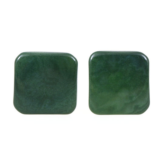 Grüne Tagua Quadrate Ohrclips, 20mm