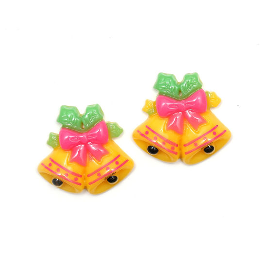 Yellow Christmas bells clip-on earrings