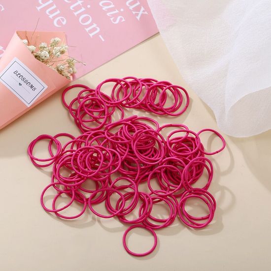 100 Pcs Fuchsia Colour Hair Ties