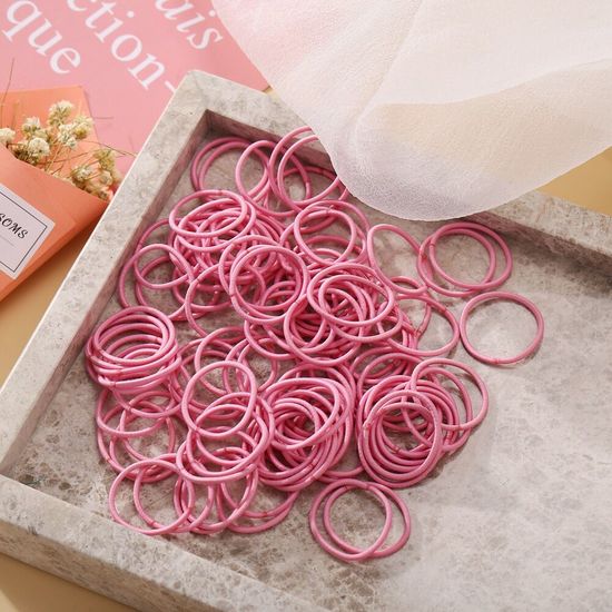 100 Pcs Pink Colour Hair Ties