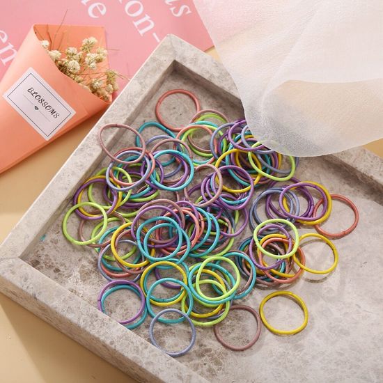 100 Pcs Pastel Colour Hair Ties