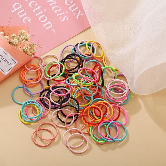 100 Pcs Mixed Bright Colour Hair Ties