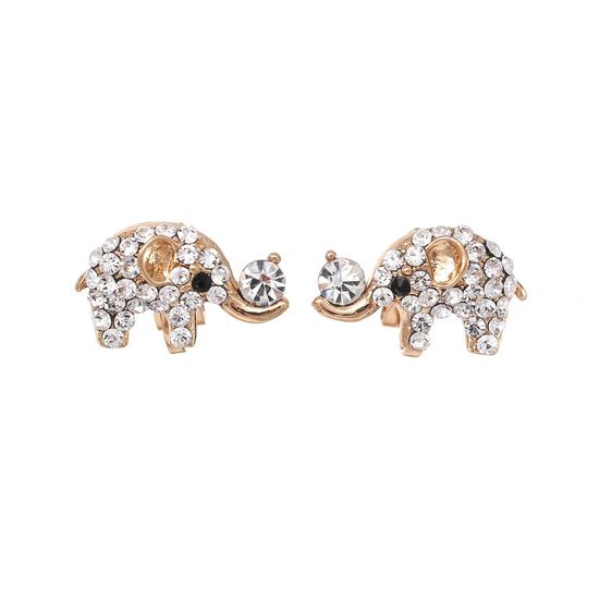 Diamante Elephant Gold-Tone Clip-on Earrings