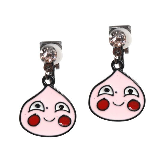 Pink Smiling Drop Clip On Earrings