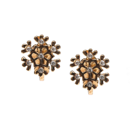 Christmas gold-tone snowflake clip on earrings FREE Gift Box