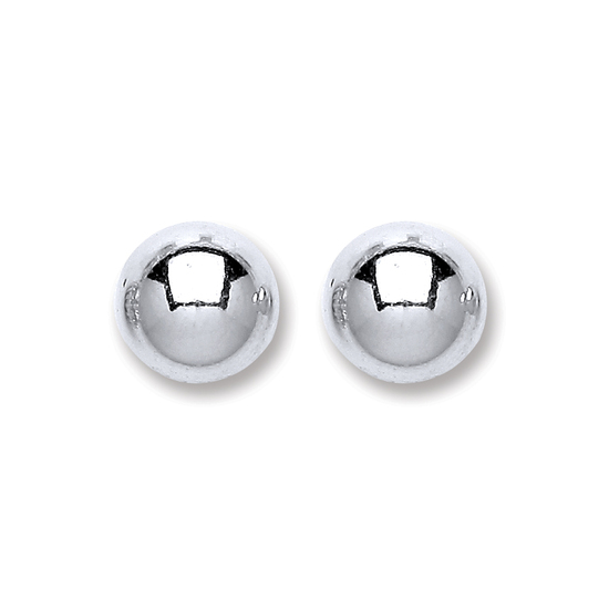 Sterling Silver 8mm Ball Rhodium Plated Stud Earrings 