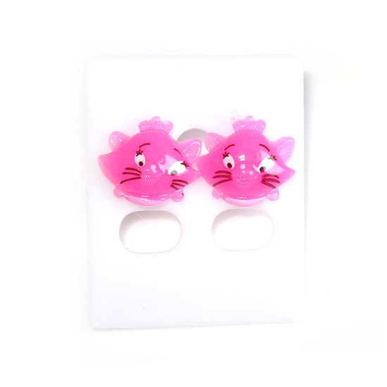 Pink cat stud earrings (Size: approx. 15 x 12 m