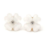 White crystal effect and rhinestone clover with gold-coloured clips