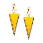 Yellow Triangle Gold-tone Drop Clip-on Earrings