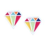 Colourful Diamond Shape White Clip-on Earrings