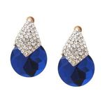 Blue Faceted with Diamante Kite Shaped Screw Back Drop Clip On Earrings