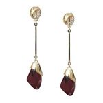 Maroon Butterfly Wing Crystal God-tone Drop Clip On Earrings