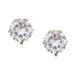 Simulated Diamond April Birthstone CZ Crystal Yellow Gold Plated Clip On Earrings