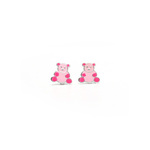 Sterling silver pink enamel bear stud earrings