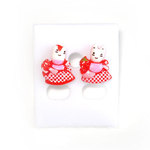 Bunny in red dress stud earrings (Size: approx. 10 x 14 mm)