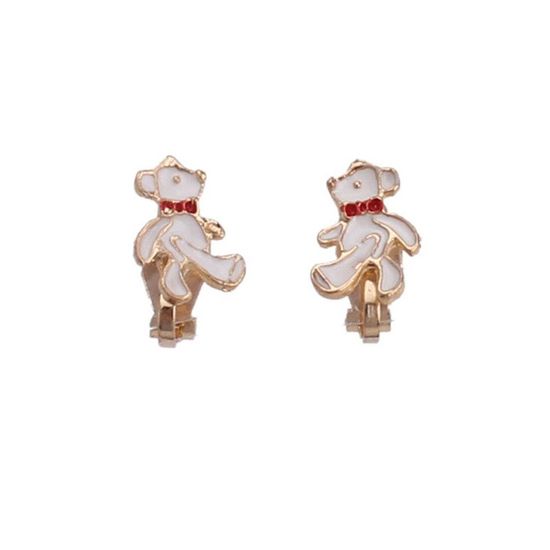 White Bear Clip On Earrings