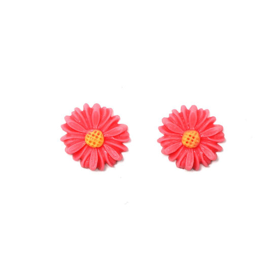 Pink daisy flower clip-on earrings