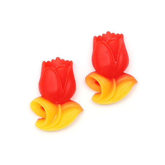Red tulip clip-on earrings