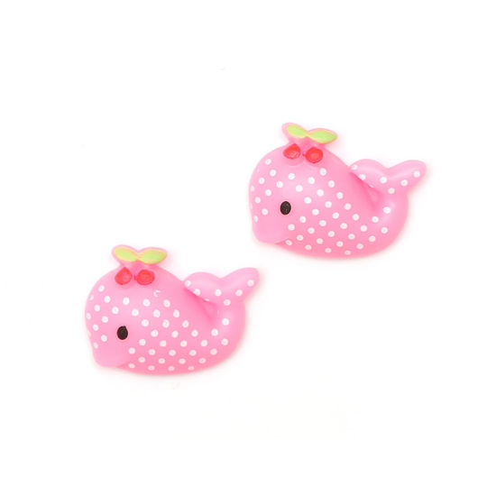 Pink polka dot whale clip-on earrings