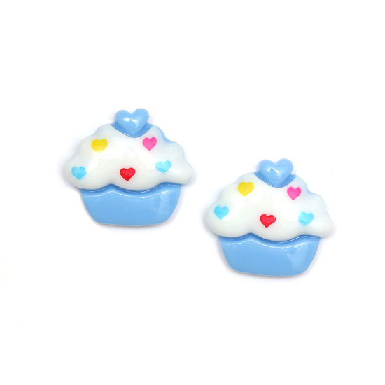 Blue and white cupcake clip-on earrings