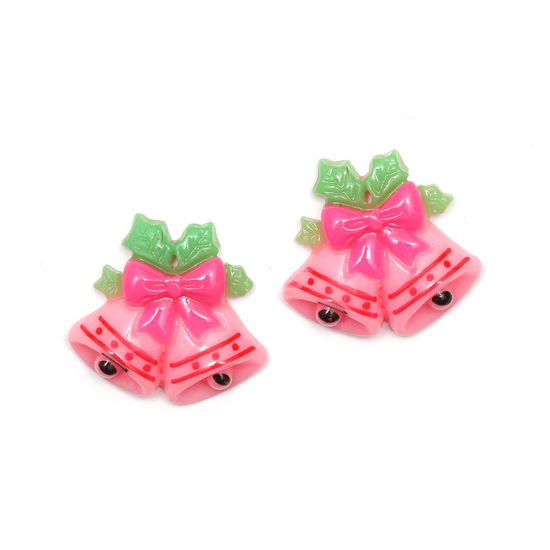 Baby pink Christmas bells clip-on earrings