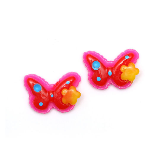 Red butterfly clip-on earrings