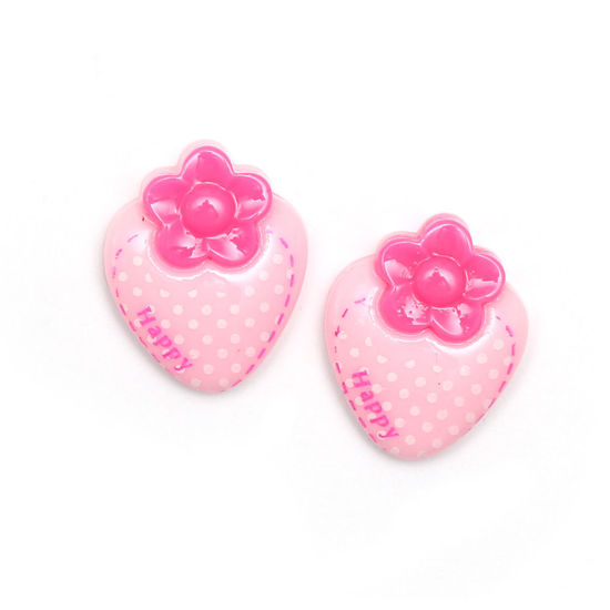 Light pink polka dot strawberry clip-on earrings