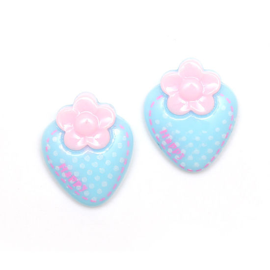Blue polka dot strawberry clip-on earrings
