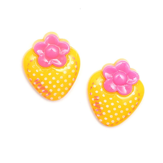 Yellow polka dot strawberry clip-on earrings