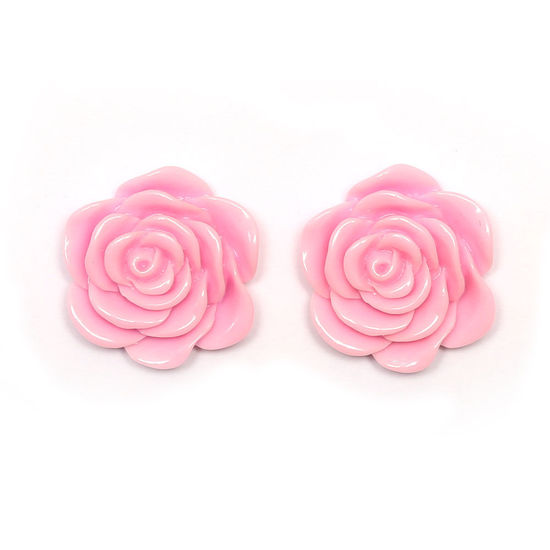 Pearl pink flower clip-on earrings