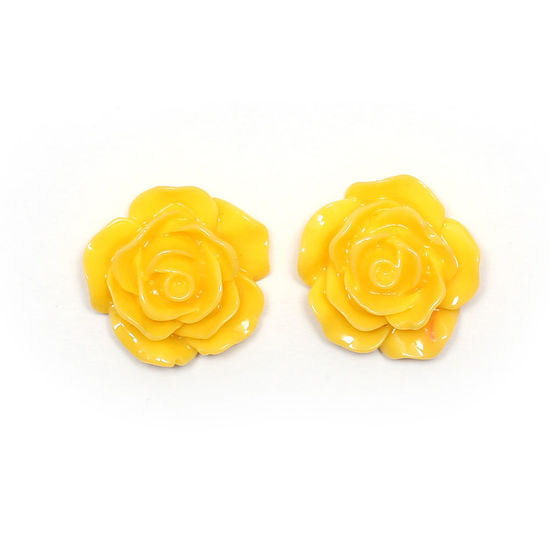 Yellow rose flower clip-on earrings
